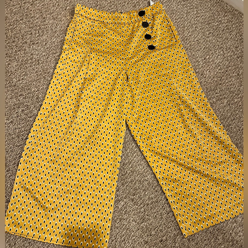 Zara Mustard Wide Leg Trousers